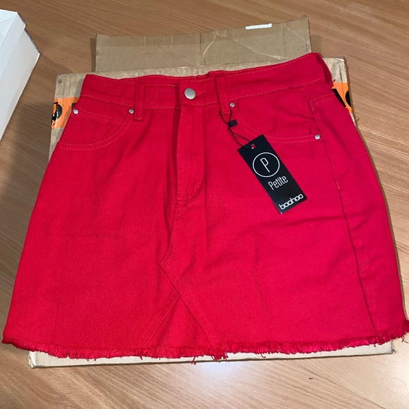 Boohoo Dresses & Skirts - Red denim mini skirt